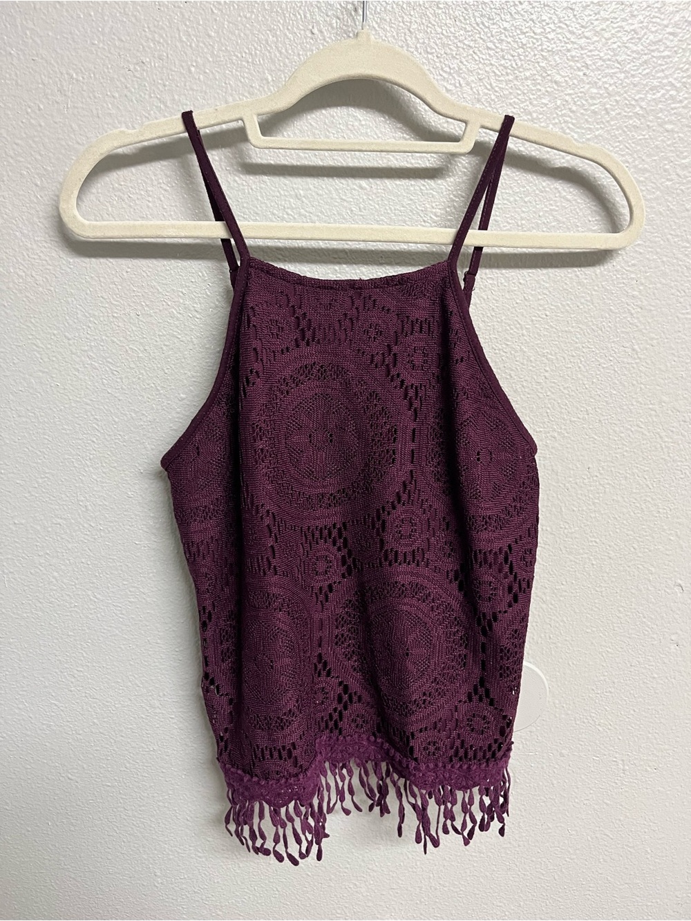 Xhilaration Plum Crochet Fringe Cami
